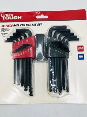 Hyper Tough Heavy Duty 26 Piece Ball End Hex Key Set Tools NEW Sealed